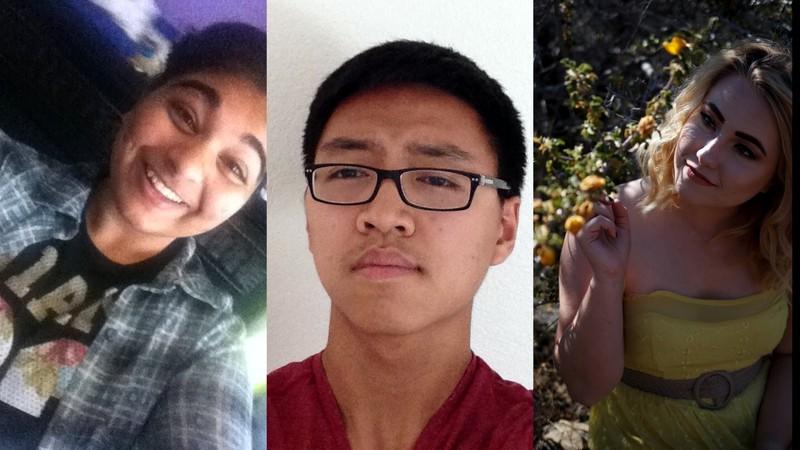 Graduating seniors (from left to right) Jasnoor Chawla, Michael Lim, and Christina Naston pose for pictures.